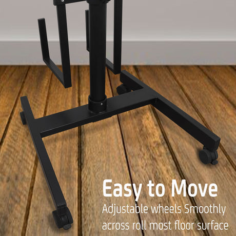 Isomars Computer Standing Desktop Workstation with Dual Monitor Mount Adjustable Height with Keyboard & Mouse Tray Space for CPU Holder, Sit Stand Table comes with Wheel for easy to move - Isomars