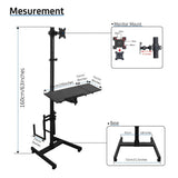 Isomars Computer Standing Desktop Workstation with Monitor Mount Adjustable Height with Keyboard & Mouse Tray Space for CPU Holder, Sit Stand Table Comes with Wheels for Easy to Move. - Isomars