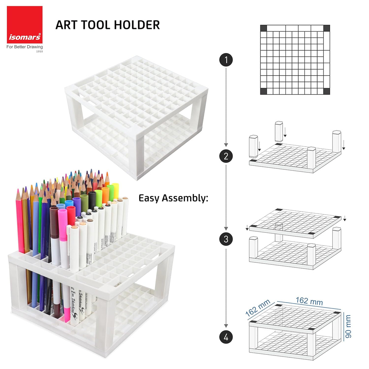 Isomars Creative Art Tools Holder | Desktop Art Supply Organiser (Without tools) - Isomars