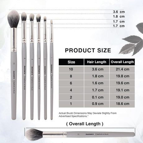 Isomars Creative - Blendng Brush - Round - Set of 6 - Artist Quality Brushes - Isomars