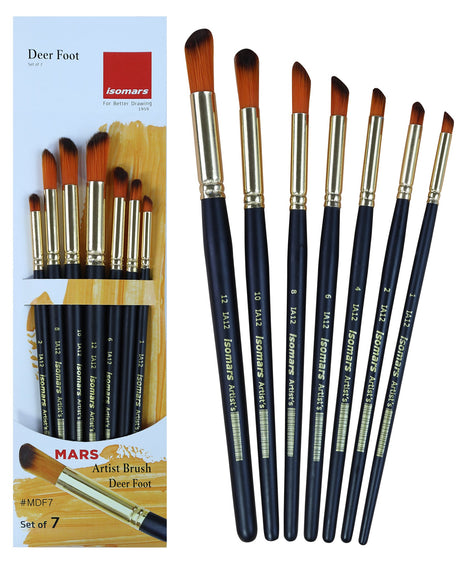Isomars Deer Foot Paint Brush Set – Set of 7 Artist Brushes for Acrylic, Watercolor, Oil & Texture Effects – Ideal for Fur, Foliage, Stippling & Dry Brush Techniques - Isomars
