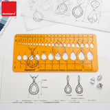 Isomars Designer's Pear Brilliant Diamond & Colored Stone Guide Template No. 2011 | Jewelry Design Stencil for Pear Cut Gemstone Sketching, Ring & Ornament Drafting | Transparent Plastic - Isomars