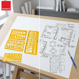 Isomars Designing Templates Combo Set of 11 | Architectural, Engineering & Interior Design Drafting Templates with Broad Scale Ruler for Technical Drawing, CAD Sketching & Planning - Isomars