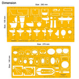 Isomars Designing Templates Combo Set of 11 | Architectural, Engineering & Interior Design Drafting Templates with Broad Scale Ruler for Technical Drawing, CAD Sketching & Planning - Isomars