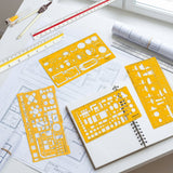 Isomars Designing Templates Combo Set of 11 | Architectural, Engineering & Interior Design Drafting Templates with Broad Scale Ruler for Technical Drawing, CAD Sketching & Planning - Isomars