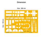 Isomars Designing Templates Combo Set of 11 | Architectural, Engineering & Interior Design Drafting Templates with Broad Scale Ruler for Technical Drawing, CAD Sketching & Planning - Isomars