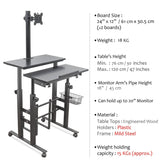 Isomars Desktop & Laptop Multipurpose Table and Adjustable Height & angles, Computer Workstation, Monitor Arm Pipe - Useful for Using Gadgets Like Desktop, Laptop Made In India (Black) - Isomars