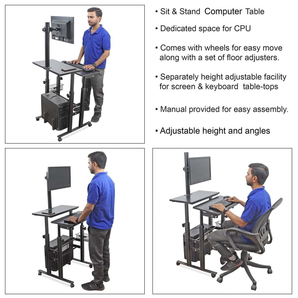 Isomars Desktop & Laptop Multipurpose Table and Adjustable Height & angles, Computer Workstation, Monitor Arm Pipe - Useful for Using Gadgets Like Desktop, Laptop Made In India (Black) - Isomars