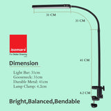 Isomars Desktop Table lamp, Overhead LED Desk Lamp Light, Table Holding clamp, Study, Computer lamp, 12" Light bar Flexible Gooseneck, 3 Color Mode, for Desktop, Bedroom, Office, Reading, etc - Isomars