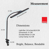 Isomars Desktop Table lamp, Overhead LED Desk Lamp Light, Table Holding clamp, Study, Computer lamp, 24" Light bar Flexible Gooseneck, 3 Color Mode, for Desktop, Bedroom, Office, Reading, etc - Isomars