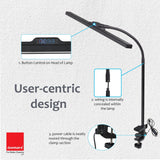Isomars Desktop Table lamp, Overhead LED Desk Lamp Light, Table Holding clamp, Study, Computer lamp, 24" Light bar Flexible Gooseneck, 3 Color Mode, for Desktop, Bedroom, Office, Reading, etc - Isomars