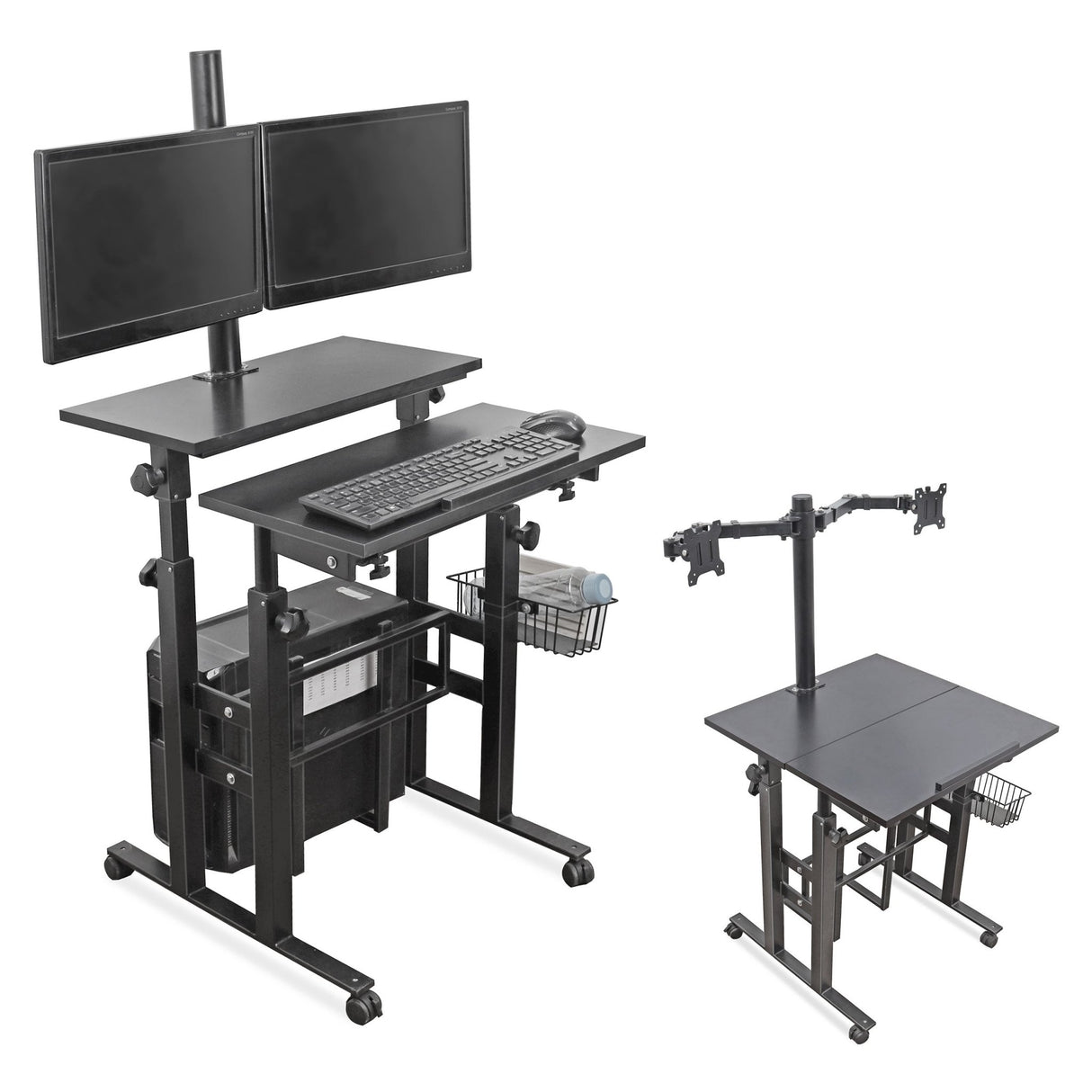 Isomars Desktop Table with dual Monitor Mount - Adjustable Height & Angles, Computer Workstation Useful for Gadgets Like Desktop, Laptop- Made in India (Black). - Isomars