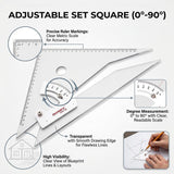 Isomars Drawing and Drafting Architect Kit Comes with Technical Board With Parallel Motion Ruler - A2 Size - 18.5" x 25" Includes Set Square, Mechanical Pencil, French Curve, Technical Compass - Isomars