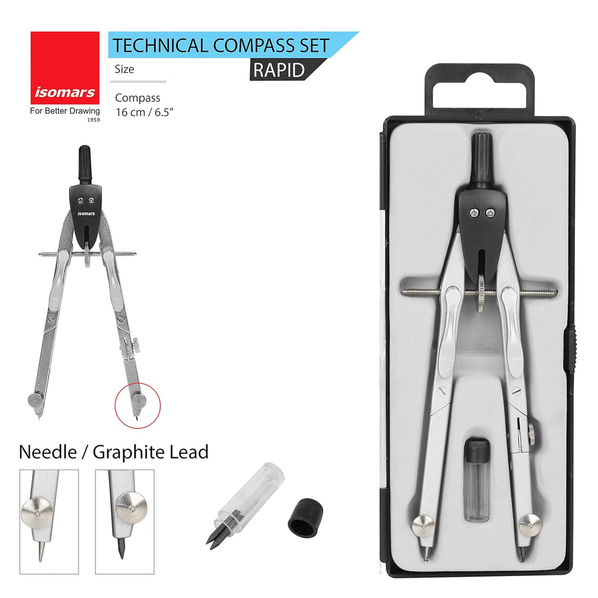 Isomars Drawing And Drafting Kit With A2 Board | Designer Kit with Bag, Triangular Ruler, Set Square, Lead, Lead Sharpner, Protractor & Rapid Compass | Ideal for Students and Professionals - Isomars