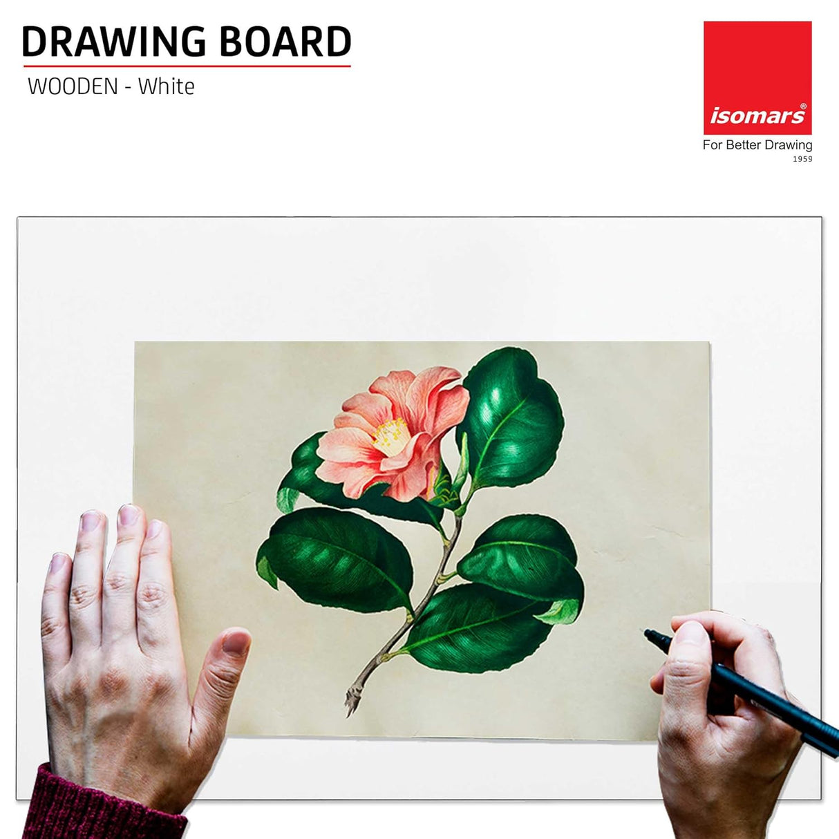 Isomars Drawing Both Side Laminated White Board - Full Imperial A3 (14x20 Inch) Size Board – for Artists, Architects, Engineers, Draftsmen Etc. (A3-White) - Isomars