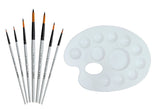 Isomars Drawing Brush Set Round Set of 7 with Colour Palette | Premium Golden Taklon Synthetic Artist Brushes with White Mixing Palette for Acrylic, Watercolor, Oil & Face Painting - Isomars