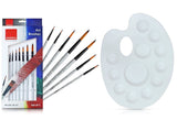 Isomars Drawing Brush Set Round Set of 7 with Colour Palette | Premium Golden Taklon Synthetic Artist Brushes with White Mixing Palette for Acrylic, Watercolor, Oil & Face Painting - Isomars