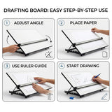Isomars Drawing Drafting Board -A2 - 18.5"x25.5" Table Model | Set Of 10 - Technical Drawing & Drafting Items Ideal for Architects, Engineers, Designers & Artists Students and Professionals - Isomars