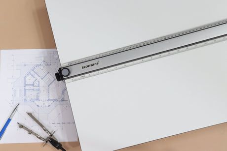 Isomars Drawing & Drafting Board Table Model with Parallel Motion Ruler | Professional Drafting & Technical Drawing Board - Isomars