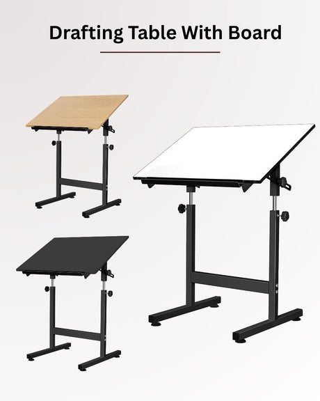 Isomars Drawing Drafting Board Table - Scholar Adjustable Height & Angle with White Laminated Plain Board 25.5"x35" - Isomars