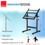 Isomars Drawing Drafting Board Table - Scholar with Parallel Ruler A1 White Laminated Board 25.5"x35" and Drafting Metal Stool Set | Complete Engineer, Draughtsman. Architects Drafting Set - Isomars