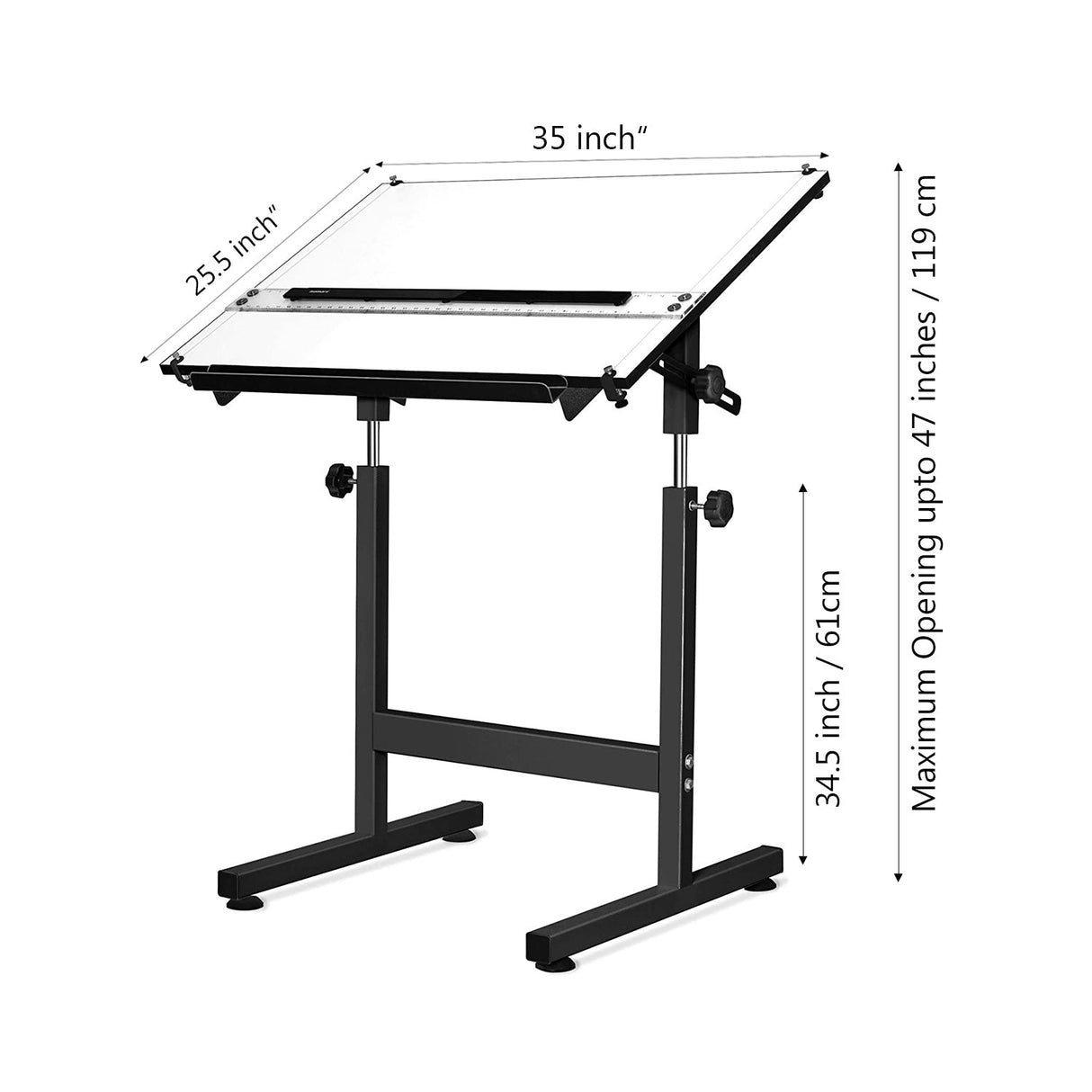 Isomars Drawing Drafting Board Table - Scholar with Parallel Ruler A1 White Laminated Board 25.5"x35" and Drafting Metal Stool Set | Complete Engineer, Draughtsman. Architects Drafting Set - Isomars