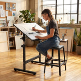 Isomars Drawing Drafting Board Table - Scholar with Parallel Ruler A1 White Laminated Board 25.5"x35" and Drafting Metal Stool Set | Complete Engineer, Draughtsman. Architects Drafting Set - Isomars