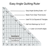 Isomars Easy Angle Quilting Ruler 4.5 Inch | Half Square Triangle Scale - Isomars