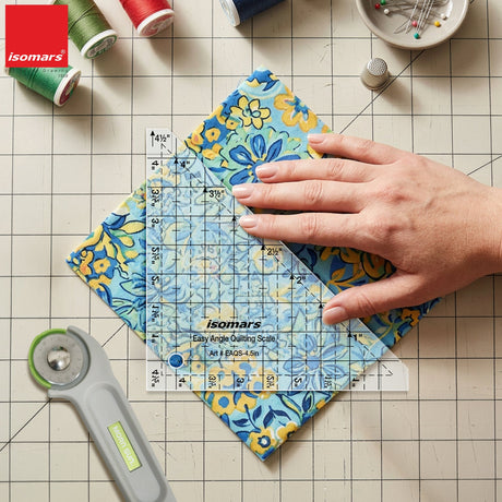 Isomars Easy Angle Quilting Ruler 4.5 Inch | Half Square Triangle Scale - Isomars
