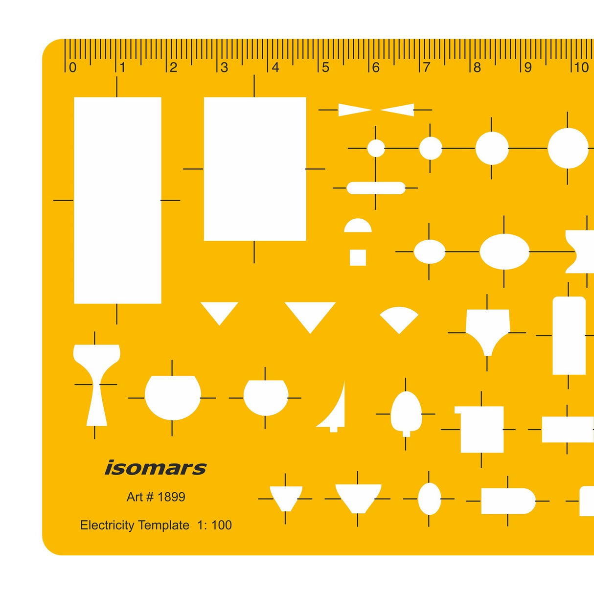 Isomars Electricity Template, 1:100 Scale Drawing Stencil, Orange - Isomars