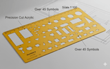 Isomars Electricity Template, 1:100 Scale Drawing Stencil, Orange - Isomars