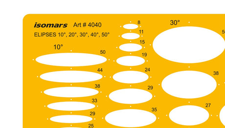 Isomars Ellipse Drawing Template 10°–50° Drafting Stencil - Isomars