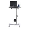 Isomars Engineered Wood Standing Table | Adjustable Height & Angle Multipurpose Laptop Study Desk with Lockable Wheels | Sit Stand WFH, Online Class, Breakfast & Bedside Table (Grey) - Isomars