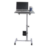 Isomars Engineered Wood Standing Table | Adjustable Height & Angle Multipurpose Laptop Study Desk with Lockable Wheels | Sit Stand WFH, Online Class, Breakfast & Bedside Table (Grey) - Isomars