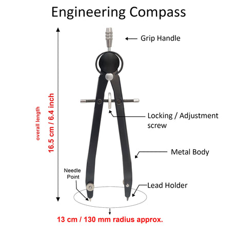 Isomars Engineering Compass with 2mm Lead & Sharpener - Isomars