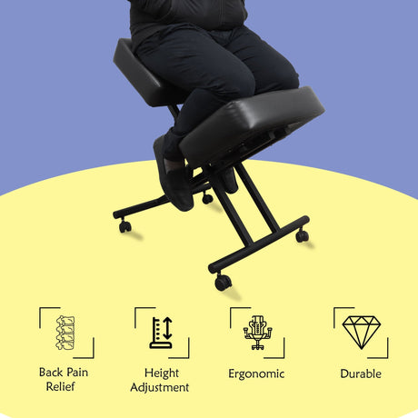 Isomars Ergonomic Kneeling Chair, Adjustable Height, Stool Upright Posture with Comfortable Cushions, Stool for Home and Office - Isomars