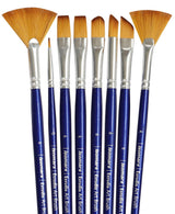 Isomars Estudio Artist Paint Brush Set of 7 | Professional Synthetic Long Handle Art Brushes for Acrylic, Watercolor, Oil & Gouache Painting | Mixed Flat, Round, Filbert, Fan, Angular & Detail Brushes - Isomars