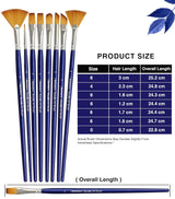 Isomars Estudio Artist Paint Brush Set of 7 | Professional Synthetic Long Handle Art Brushes for Acrylic, Watercolor, Oil & Gouache Painting | Mixed Flat, Round, Filbert, Fan, Angular & Detail Brushes - Isomars