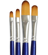 Isomars Estudio Filbert Paint Brush Set of 4 | Professional Synthetic Long Handle Filbert Artist Brushes for Blending, Soft Edges, Curved Strokes & Shading | Acrylic, Watercolor, Oil & Gouache Painting - Isomars