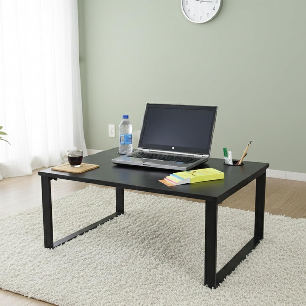 ISOMARS Extra Big Floor Desk Laptop Study Table for Work from Home, Online Classes, Card Games and Kid's Activities (Black - Extra Large) - Isomars