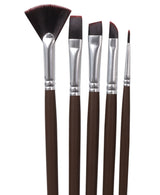Isomars Extra Long Handle Artist Mix Paint Brush Set of 5 for Acrylic, Watercolor & Oil Painting - Isomars
