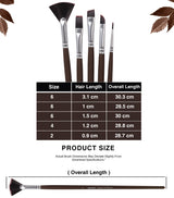 Isomars Extra Long Handle Artist Mix Paint Brush Set of 5 for Acrylic, Watercolor & Oil Painting - Isomars