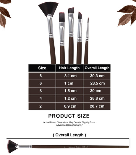 Isomars Extra Long Handle Artist Mix Paint Brush Set of 5 for Acrylic, Watercolor & Oil Painting - Isomars