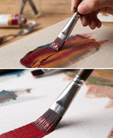 Isomars Extra Long Handle Flat Paint Brush Set of 4 for Acrylic, Watercolor & Oil Painting - Isomars