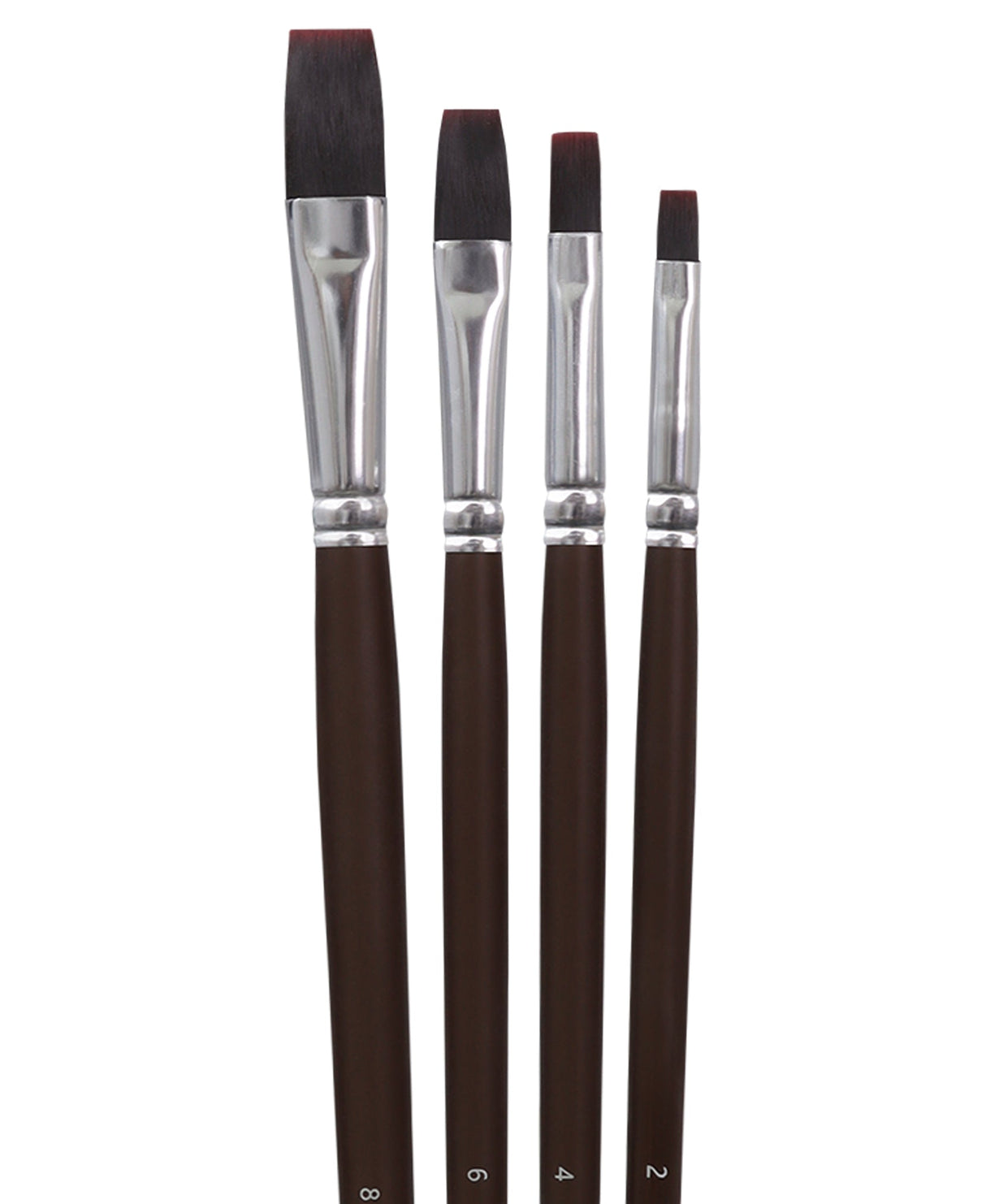 Isomars Extra Long Handle Flat Paint Brush Set of 4 for Acrylic, Watercolor & Oil Painting - Isomars