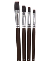 Isomars Extra Long Handle Flat Paint Brush Set of 4 for Acrylic, Watercolor & Oil Painting - Isomars