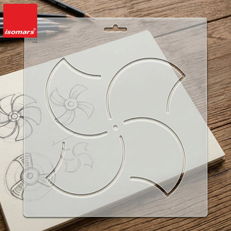 Isomars Fan Blade Design Drafting Template Stencil for Art & Quilting 10122 - Isomars