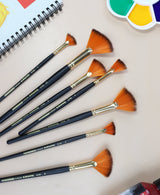 Isomars Fan Paint Brush Set of 7 | Sizes 1, 2, 4, 6, 8, 10 & 12 - Isomars