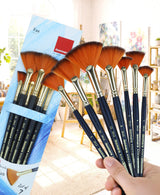 Isomars Fan Paint Brush Set of 7 | Sizes 1, 2, 4, 6, 8, 10 & 12 - Isomars