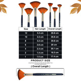 Isomars Fan Paint Brush Set of 7 | Sizes 1, 2, 4, 6, 8, 10 & 12 - Isomars